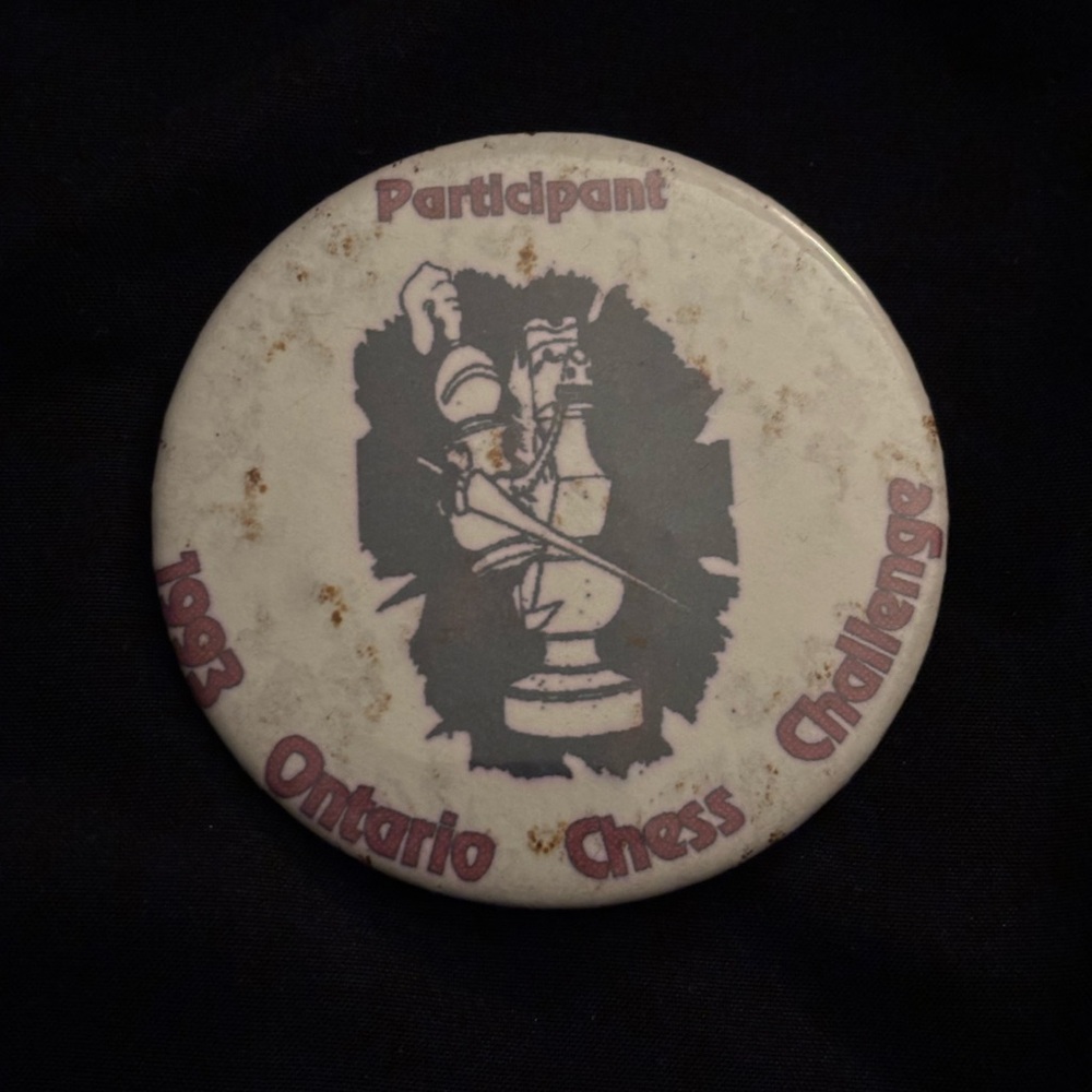 vintage handmade 1993 ontario chess challenge button
